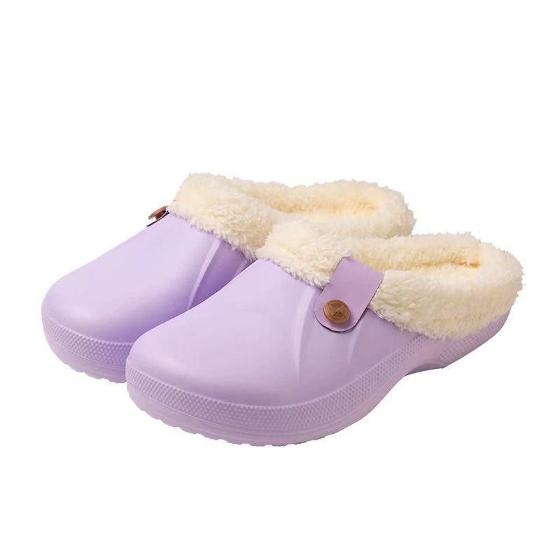 New Home Warm Slippers For Women Men Soft Plush Slippers Female Clogs Outdoor Waterproof Non-slip Cotton Slippers