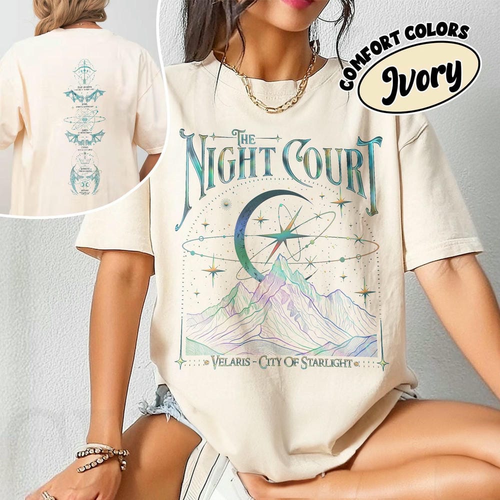 Velaris Die Nachtgerichte Acotar 2-seitiges Komfort-T-Shirt Hof der Träume Unisex-T-Shirt Lustiger Innerer Kreis Acotar Shirt Streetwear