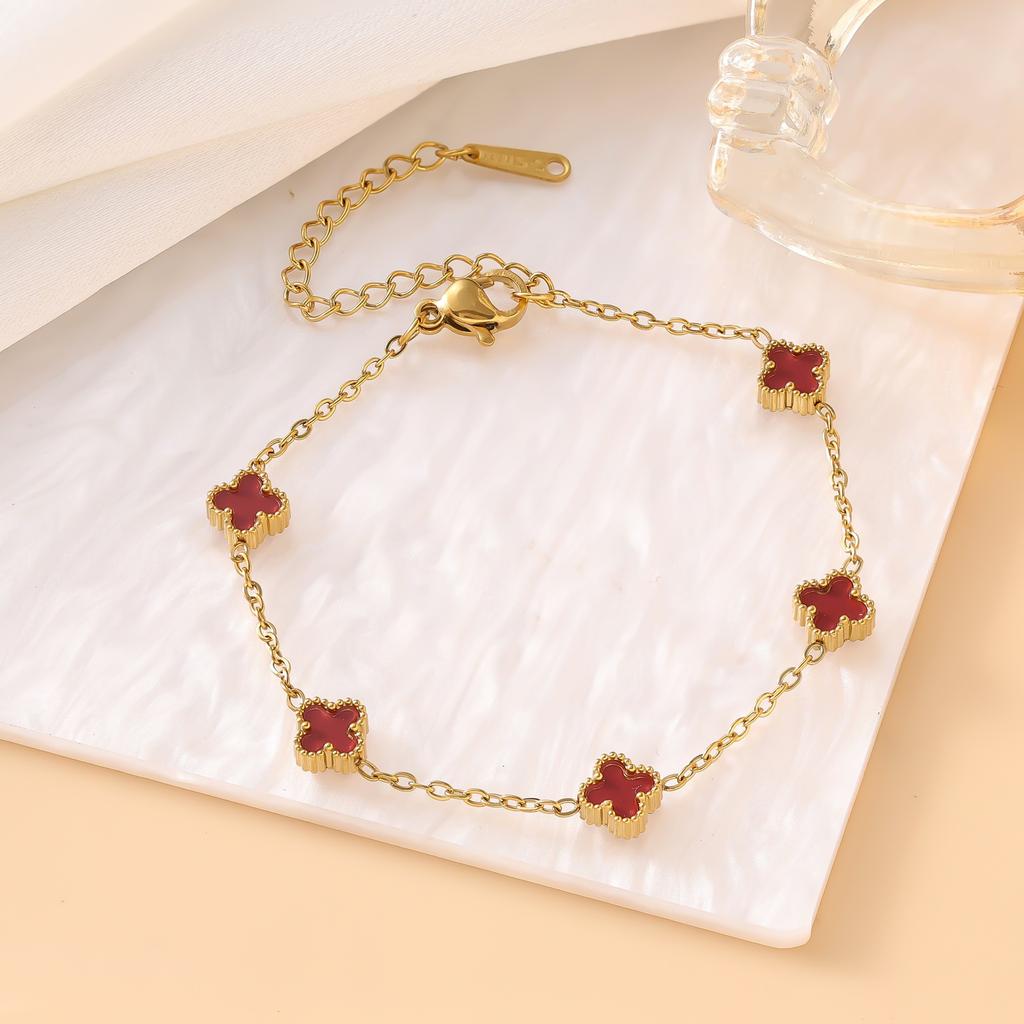 Titanstahl 9mm Glücksklee Armband 18k Damenmode Vielseitiger Schmuck