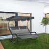 Double Sun Lounger for 2 People, Incl. Cushions and Canopy, 200 Cm X 139 Cm X 140 Cm. Dark Gray