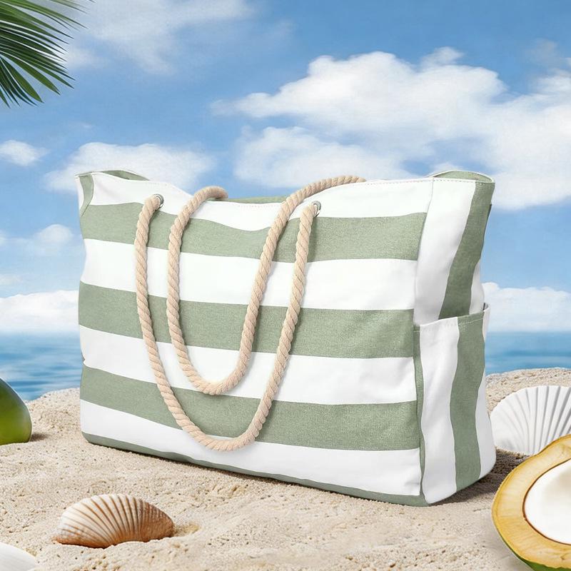 Large Striped Casual Beach Bag