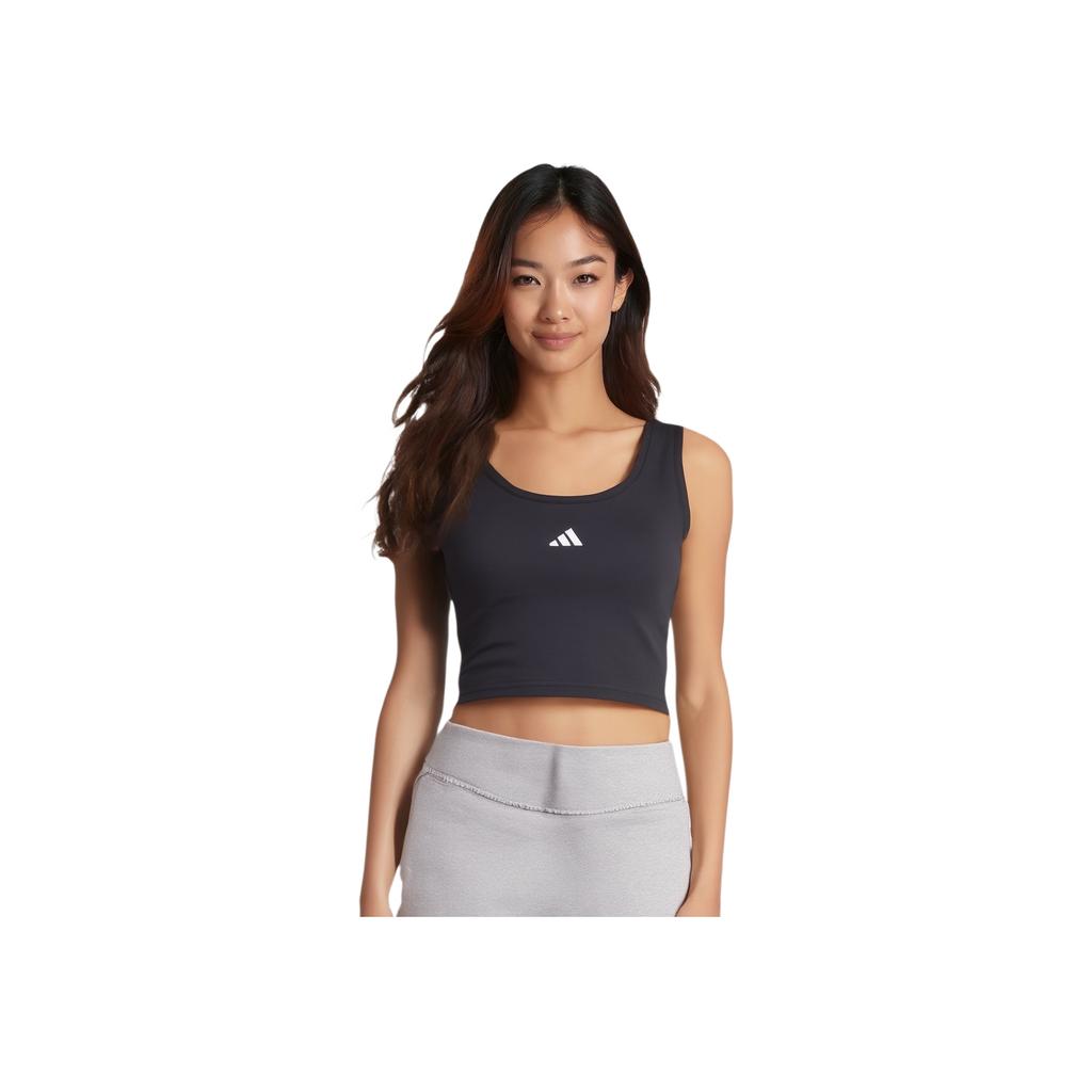 adidas Essentials Sportswear Logo Round Neck Comfortable Casual Vest Women Tops Black White JE1321