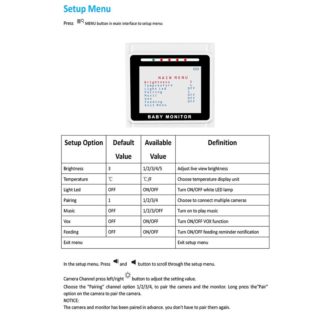 2.4Inch Wireless Intercom Night Video Baby Monitor Music Display Babysitter Baby CameraA