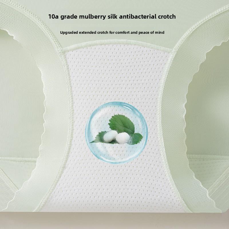 Lady Plus Size Summer Light Camellia 10A Antibacterial Ice Silk Breathable Quick Drying Briefs