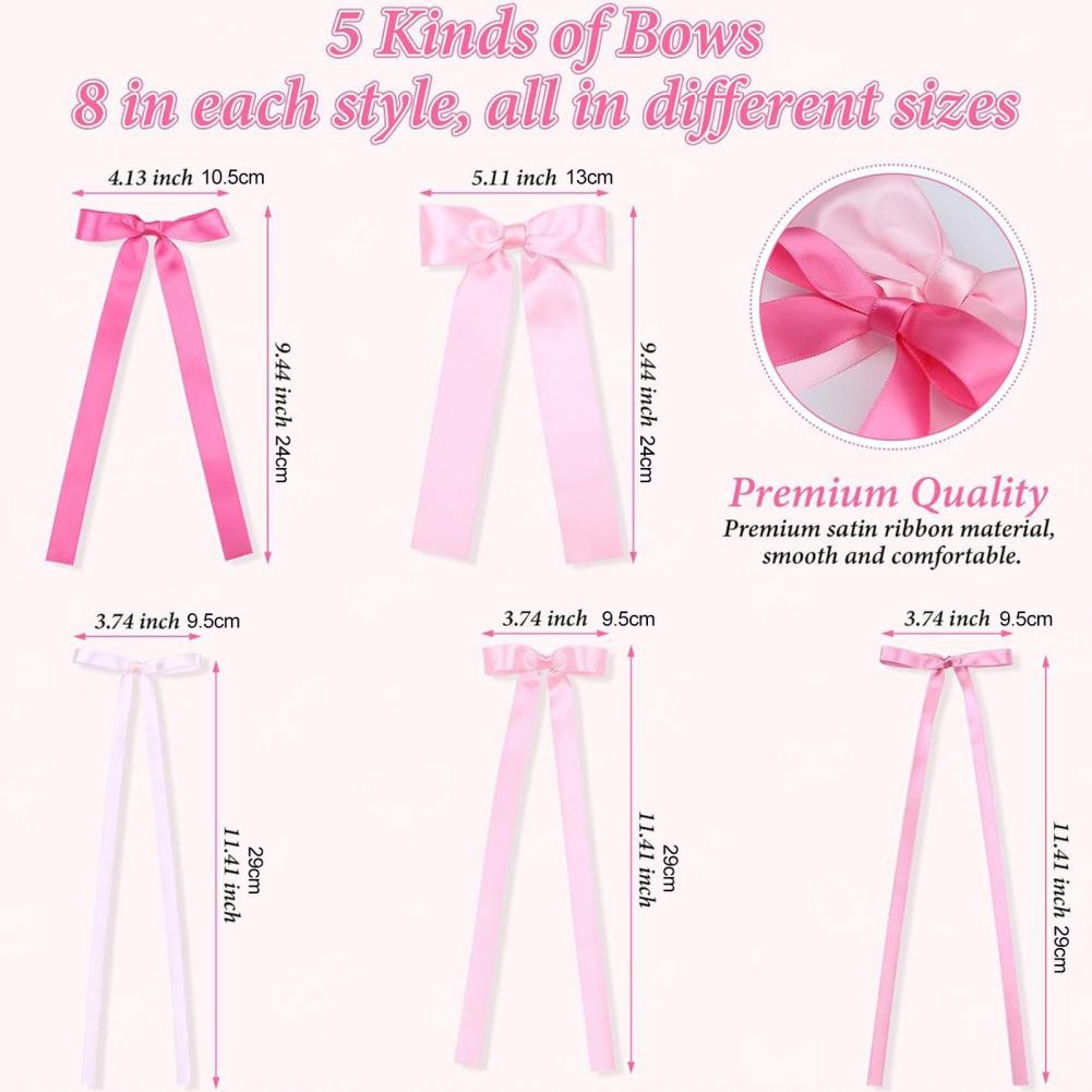 40Pcs Pink Bow Ribbon Festive Atmosphere Decor Striking Festival Ornaments DIY Photo Backdrop Bows Bedroom Decor