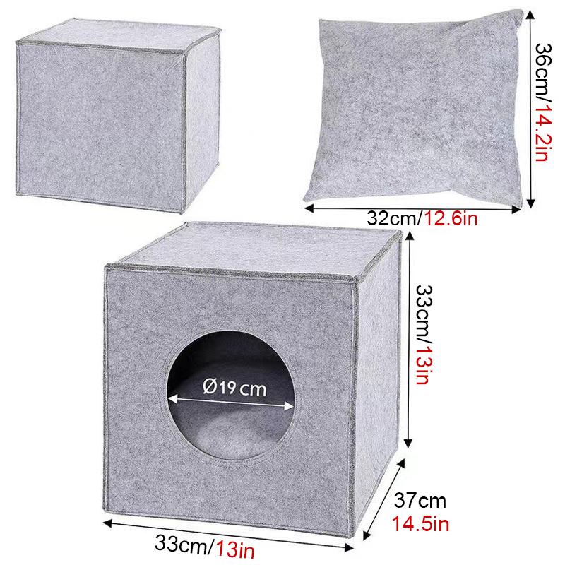 Soft Felt Cats Bed Cube House Cave Sleeping Bag Cushion Kitten Hiding Nest Cat Portable Carrier Bag Outdoors Creative Breathable