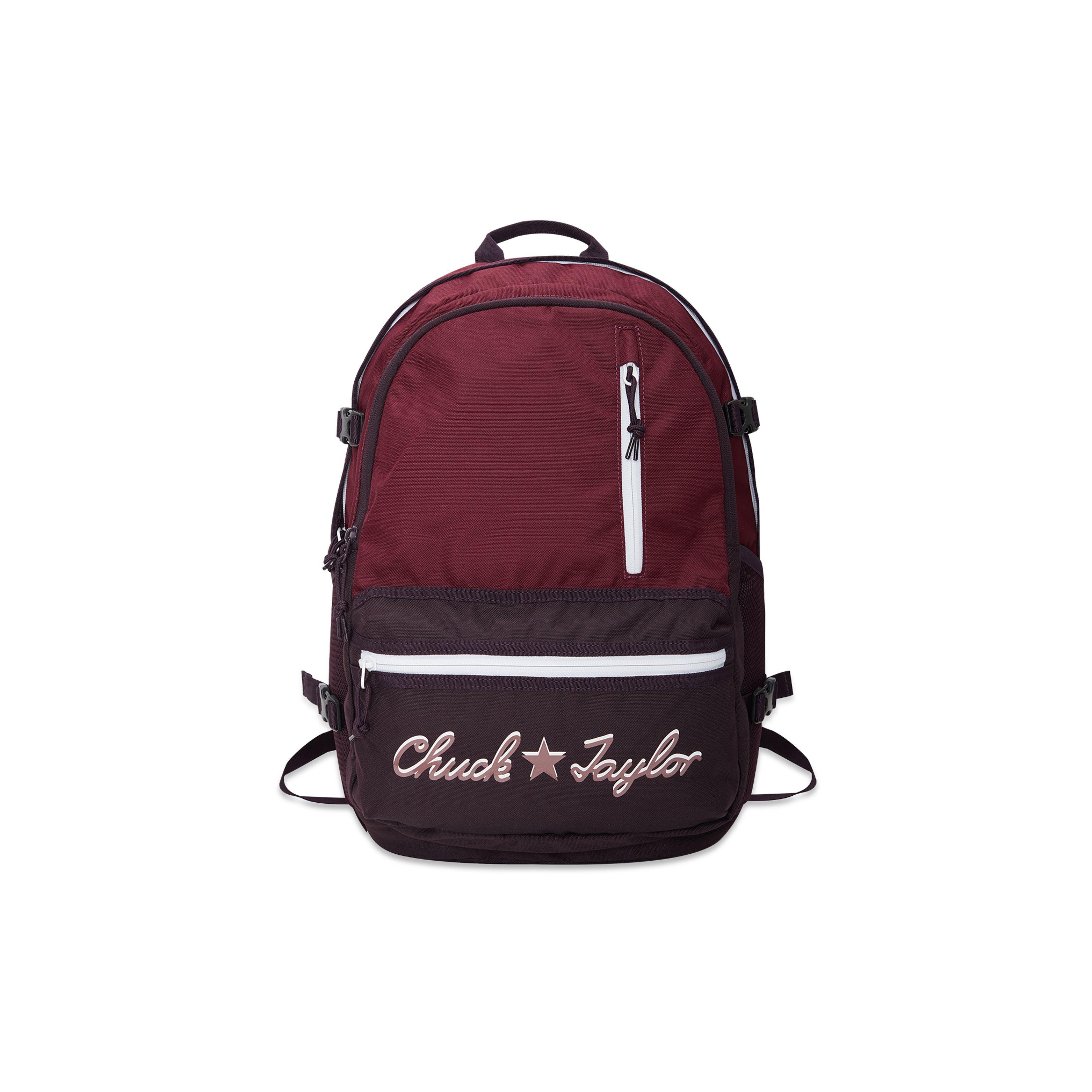 Converse Straight Edge Series Zipper Closure Logo Polyester Laptop Backpack Unisex Backpack Rose-Deep-Red 10024295507 Rose Dark Red