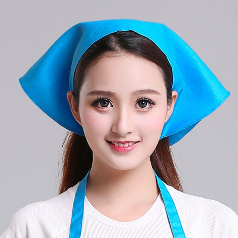 Cotton Kitchen Work Cap Triangle Waitress Hat Catering Cooking Cap Chef Hat  Chef