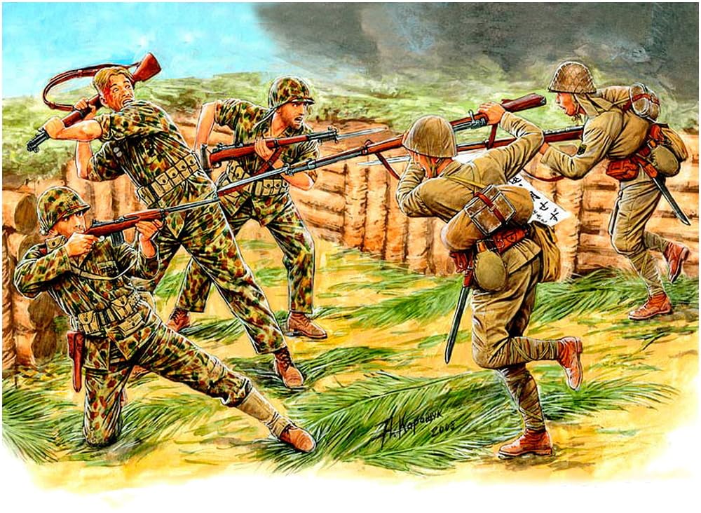 

Master Box Scale Japanese Marine Corps and Marine Corps Battle of Plastic Model MB35044 1/35 U.S. Tarawa, Hand-to-Hand Combat, 1943, 5-Piece Kit,