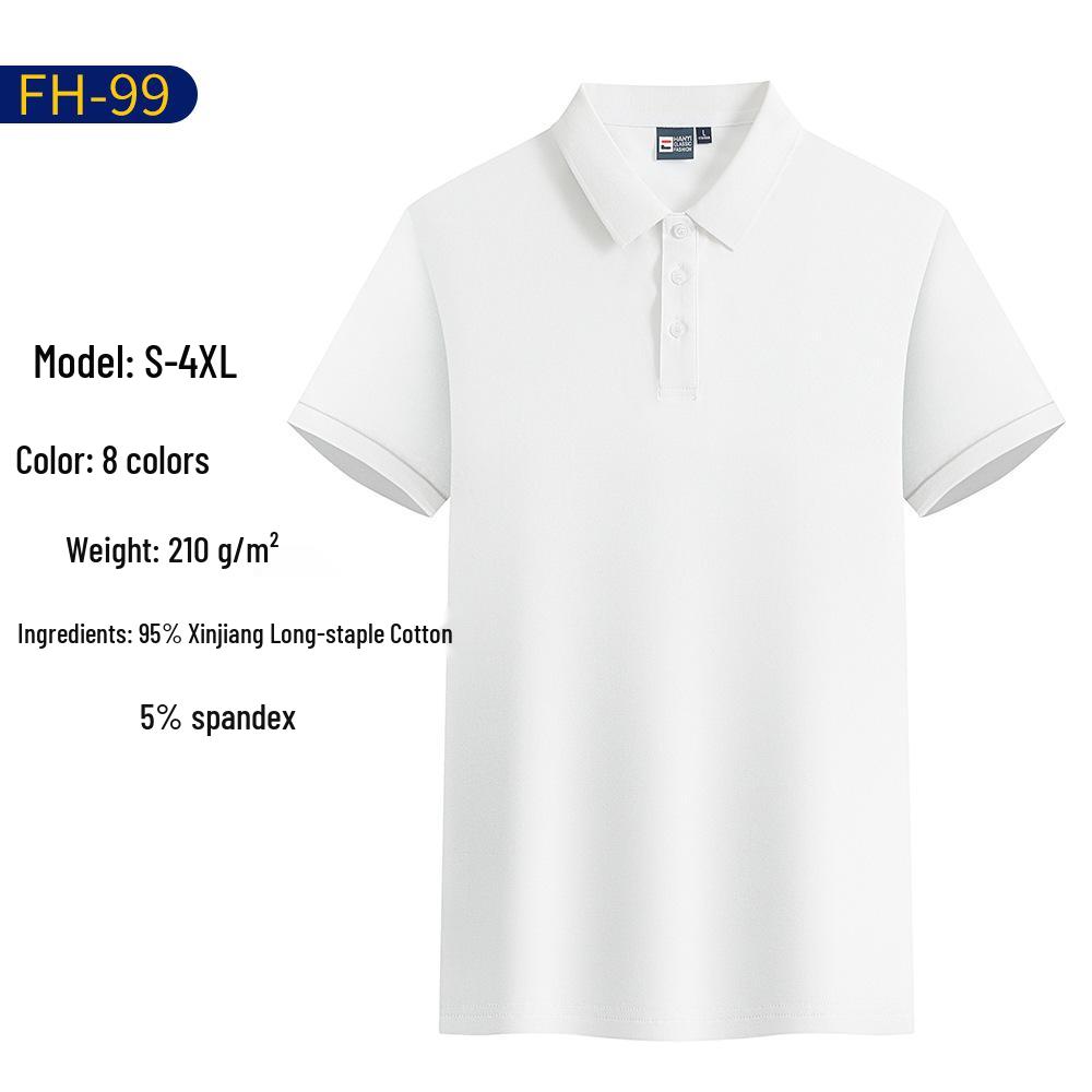 Customized Men's Polo Shirts - Workwear Lapel T-Shirts, Breathable & Sweat-Absorbent, Made from Xinjiang Long-Staple Cotton, Short Sleeves
