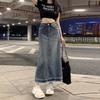 Women's Retro High-Waist Denim Skirt - Summer A-Line, Hip-Hugging, Meat-Covering Design