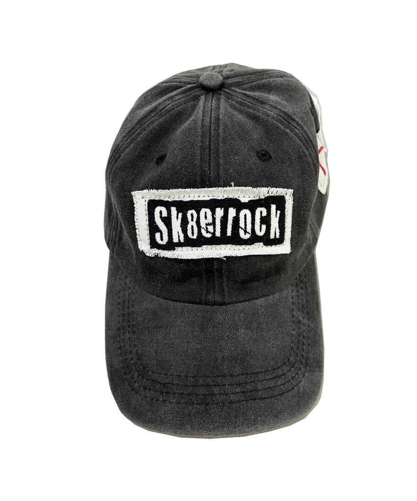 SK8ER ROCK Patchwork Pigmentwashing Ball Cap ((Charcoal))
