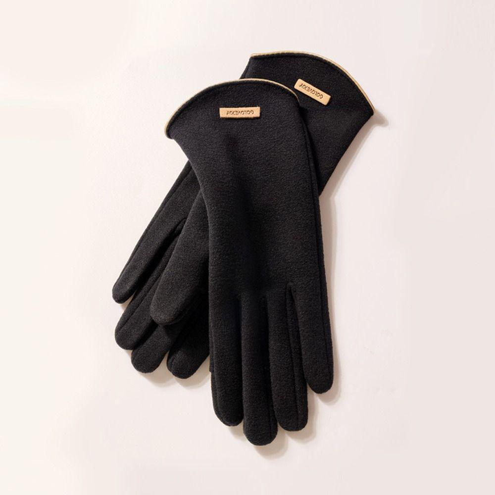 

Походные Лыжные Перчатки с Флисовой Подкладкой Утепленные Бархатные Перчатки Модные Сенсорные Перчатки для Женщин чёрный