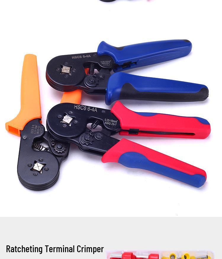 Ratchet-Type 6-4A Crimping Pliers Set for Insulated Wire Terminals