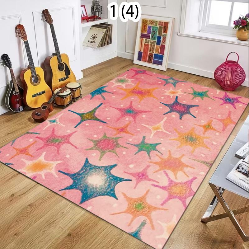 Rainbow Gradient Heart Hand-Drawn Art Area Rug Soft Non-Slip Floor Carpet for Bedrooms Living Rooms Cute Home Decor