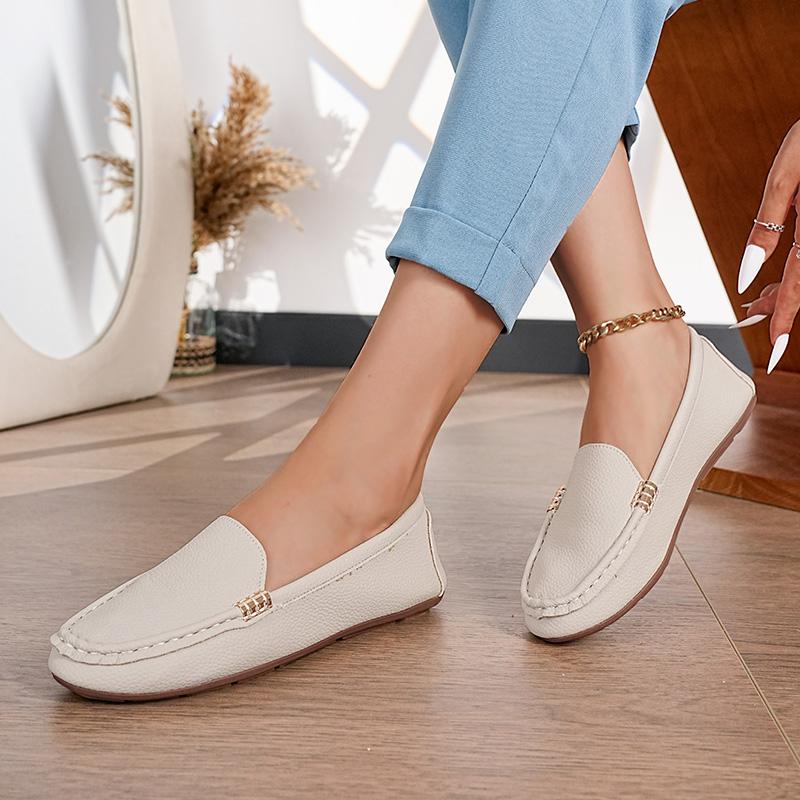 Fashion Women Luxury Decor Flats Artificial Leather Loafers Driving Boat Fashion Designer Shoes Slip-on Sexy Elegant Comfy Casual Flats