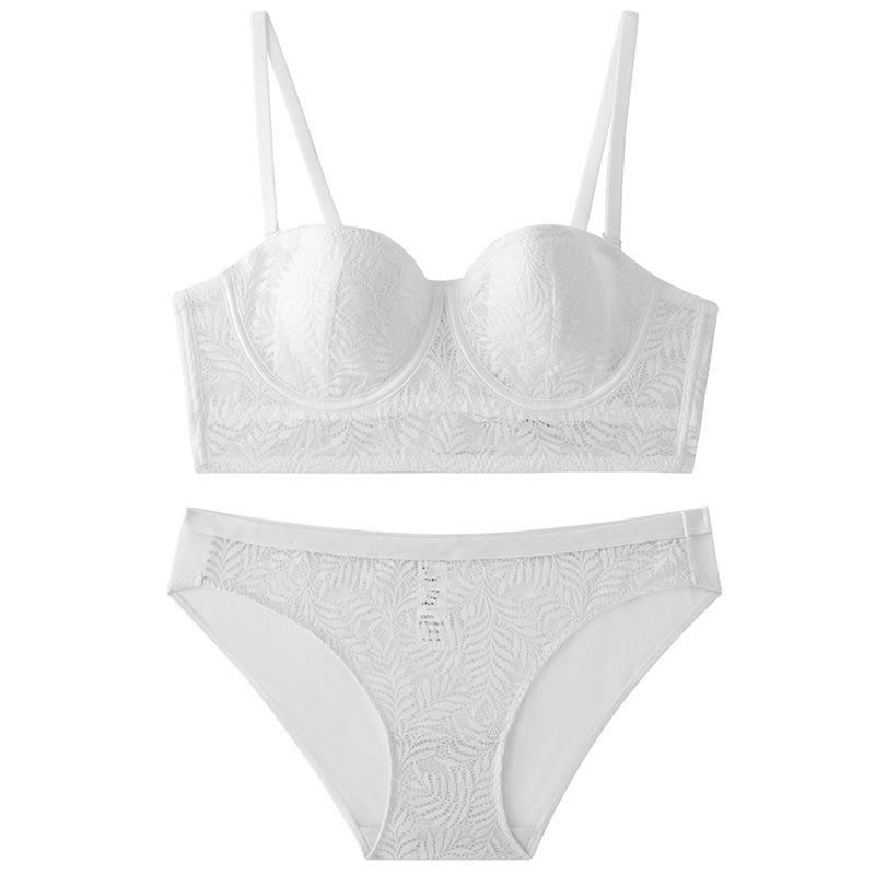 

Французская большая грудь и маленькое нижнее белье Тонкая кружевная чашка-кроличьи ушки Бюстгальтер с мягкой косточкой против провисания Сексуальное нижнее белье 70B белый