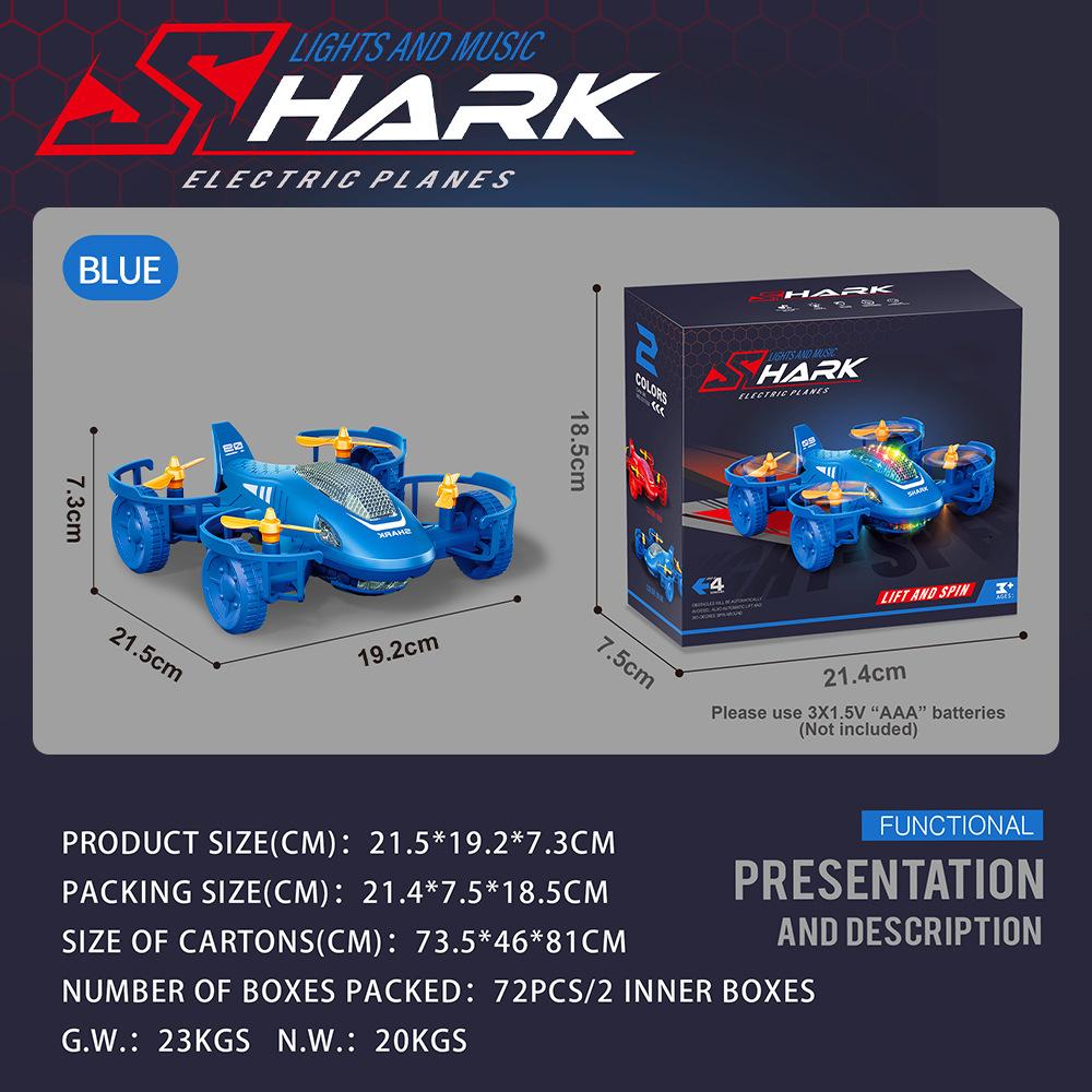 

Электрическая акула, игрушечные самолеты, устойчивые к падениям с подсветкой, игрушечные электрические бионические самолеты синий