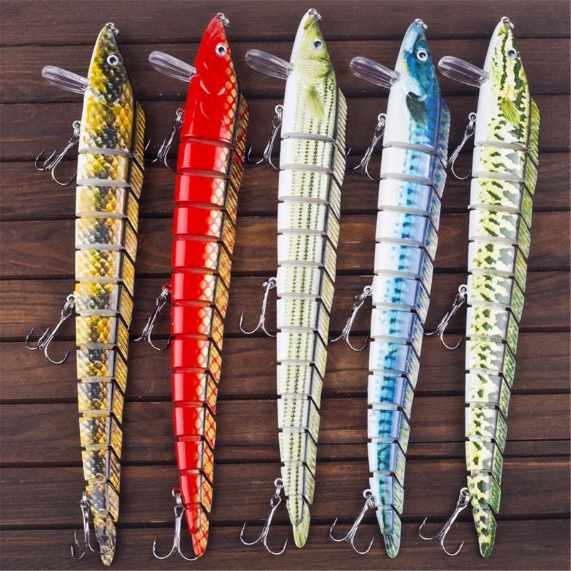 Floating Eel Lures Crankbait Multi Jointed Swimbait 23cm 42G Artificial Baits with Treble Hook 13 Segment Fishing Tackle