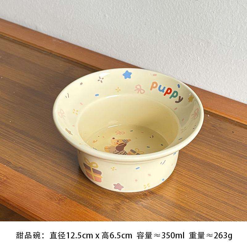 Cute Puppy Tableware Underglaze Colorful Wind Ceramic Bowl Household Dish Set Plate Rice Bowl Salad Bowl