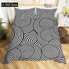 Black White Art Bedding SetAbstract Geometry Duvet Cover For Kids Teen Boys GirlsOptical Illusion Comforter Cover Full Size