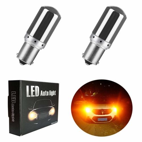 Aokyoung S25 LED Single Turn Signal Bulbs, 150-Degree Differential Pin Angle, Compatible with 1156 BAU15S and PY21W, Stealth Bulbs In Amber and Chrome