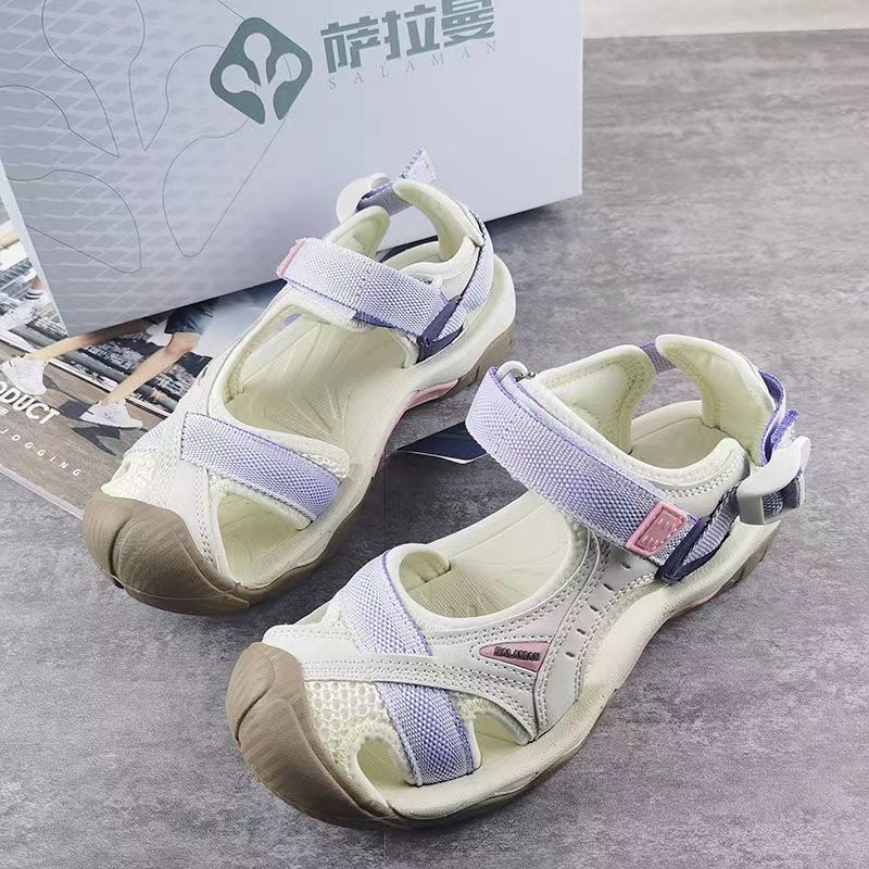 Fashion Baotou Sandals Soft Coordinated Pregnant Women Flat Beach Shoes Sports Outdoor Riverside New Summer 2024
