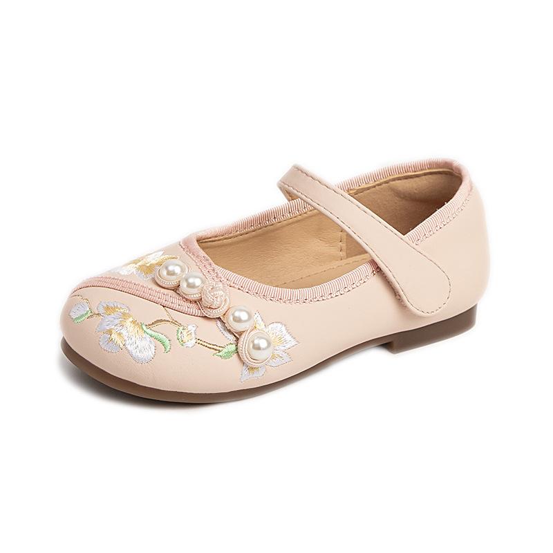 Girls' Hanfu Shoes Winter Children's Leather Shoes2026New autumn and winter baby traditional-style shoes, single shoes with ancient-style embroidery
