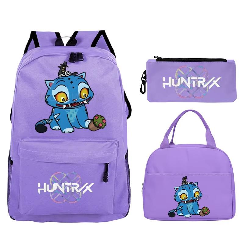 Animation Cartoon Printing Student Trend Large Capacity Backpack Casual School Bag Meal Bag Pencil Bag Three-piece Set