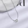 Geometric Zircon Necklace Female Adjustable Simple Design Box Interlocking Round Square Clavicle Chain Tide
