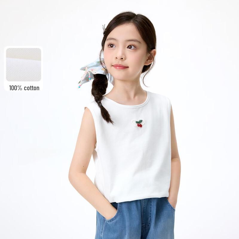 Little YINMAN Girls  Round Neck Sleeveless Cotton T-Shirt 170