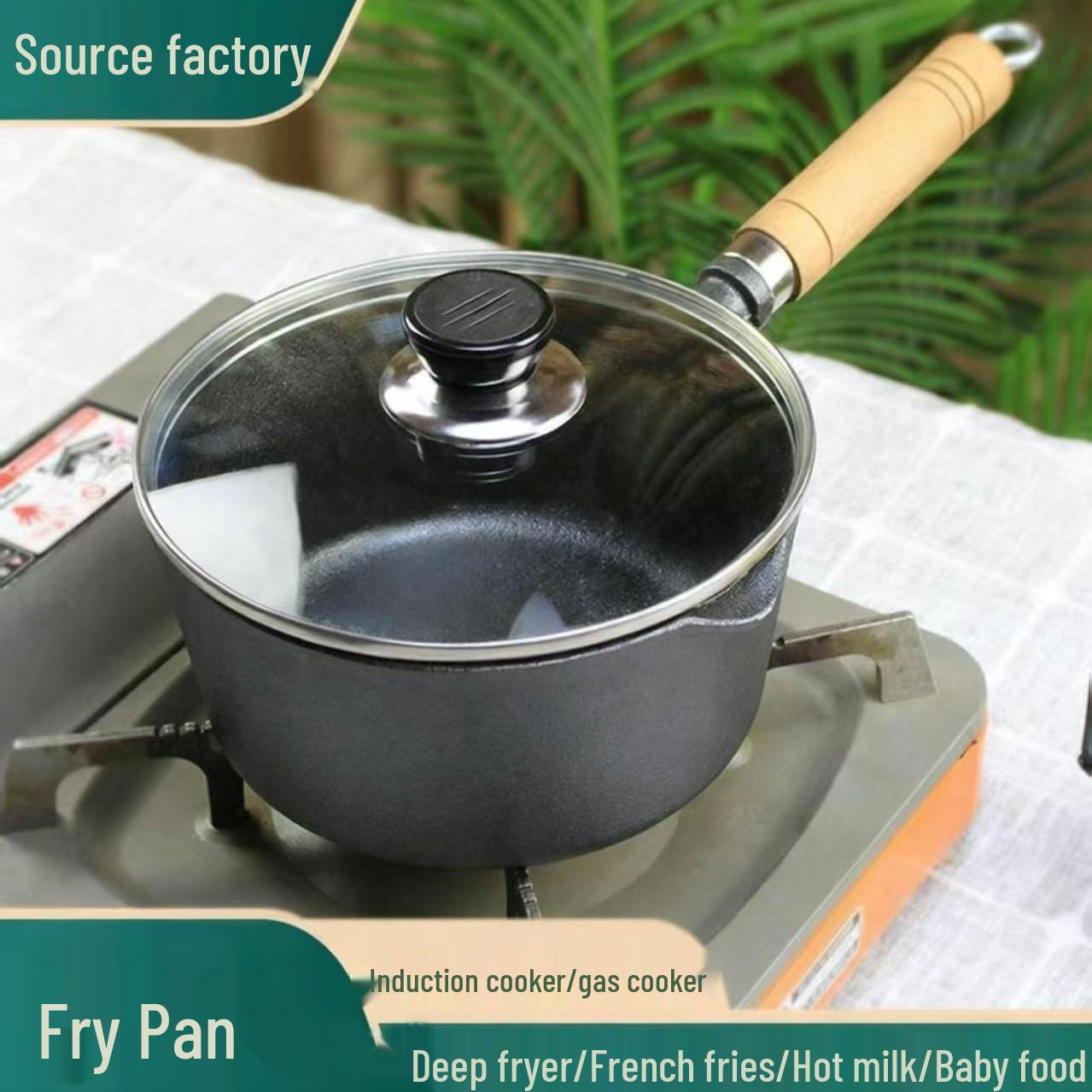 

Universal Non-Stick Cast Iron Milk Pot & Frying Pan - Healthy, Coating-Free, Ideal for Single Person, Stewing, and Induction Cooking Pot Only