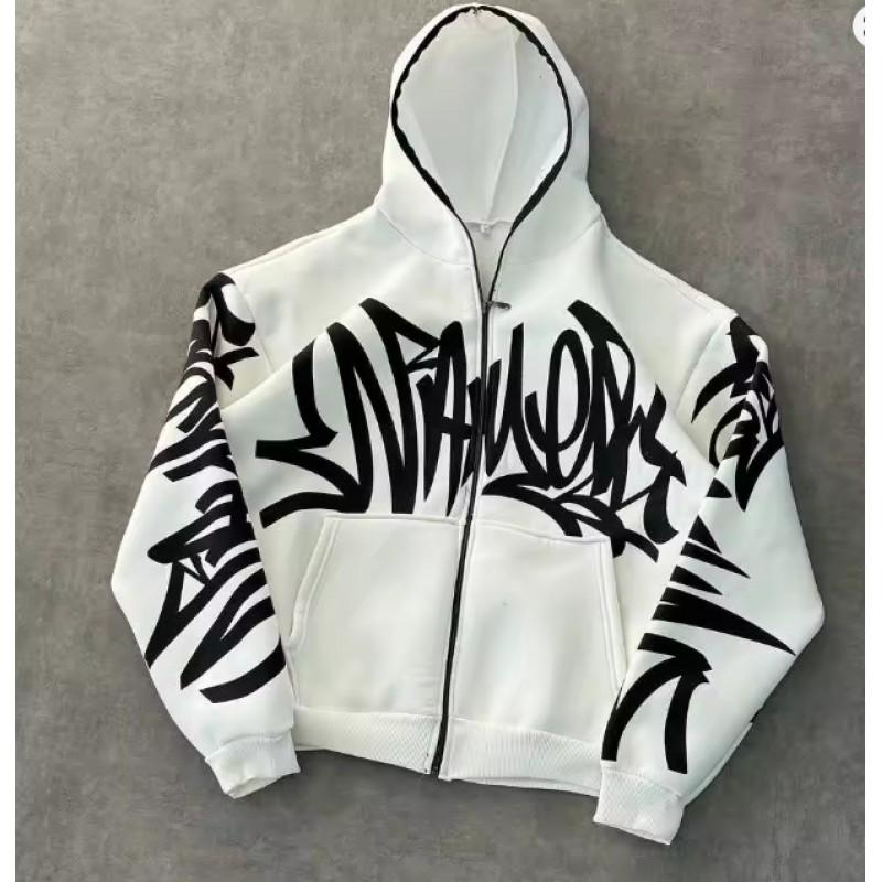 Unisex Streetwear Hooded Zip-Up Sweatshirt With 3D Print Loose Fit Long Sleeve Pullover Men Women