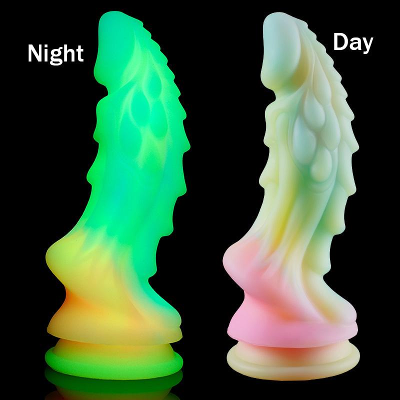 Luminous Dildo Anal Women Men Colourful Night Glow Dildo Penis Huge Dragon Monster Dildo Butt Plug Adult Sex Toy