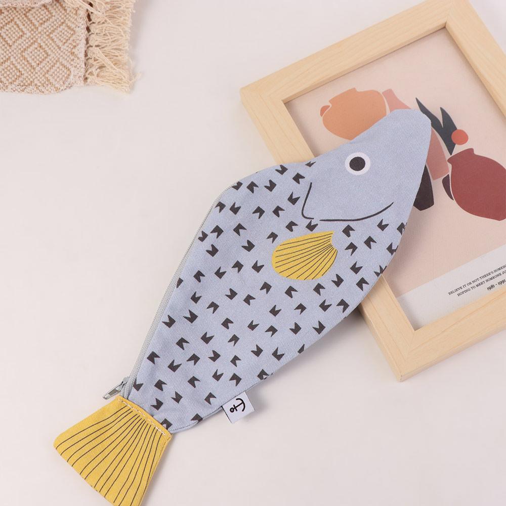 Grouper Shape Pencil Case Funny School Supplies Pouch Novelty Fish Pencil Bag  Makeup Organizer