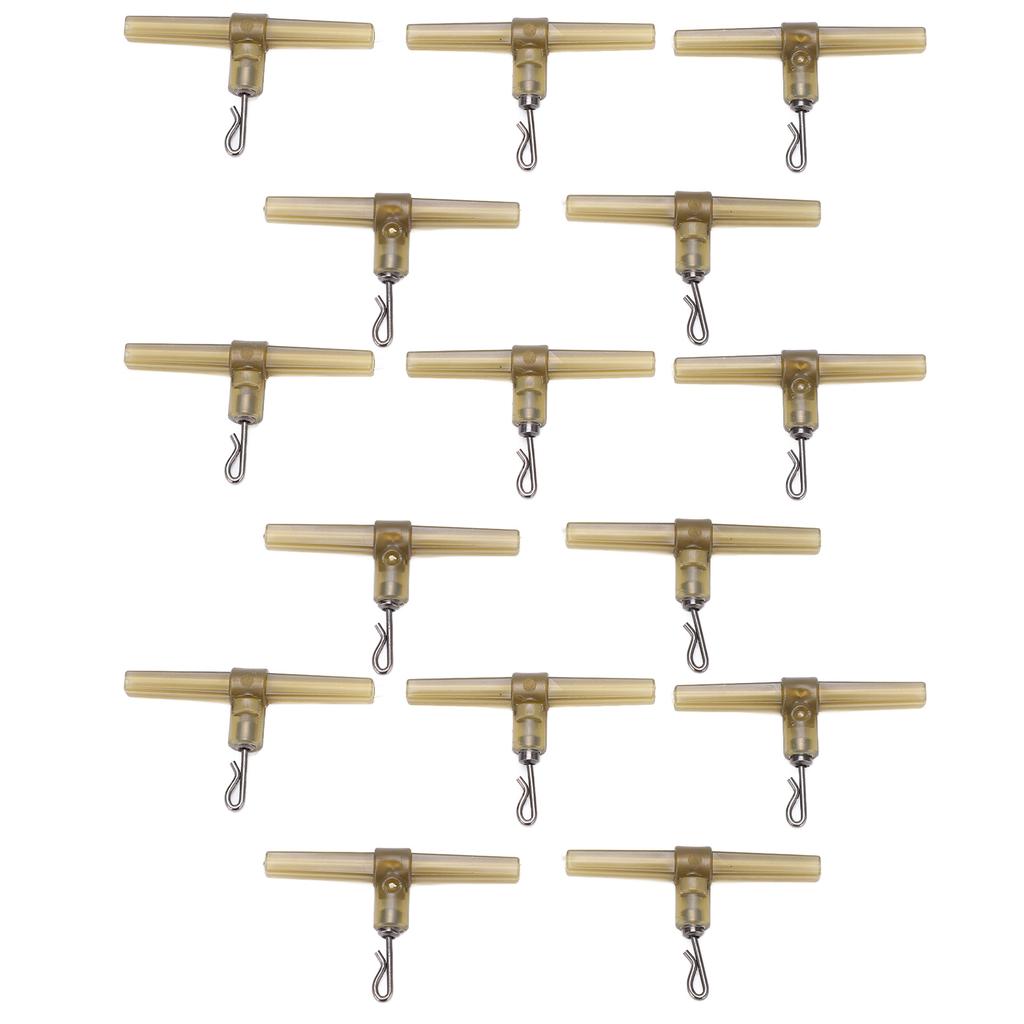 15pcs Fishing Crimp Swivel T Shaped RRing Reusable Portable Green Crossline Tackle Connector