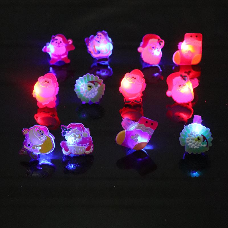 Children s Luminous Christmas Glitter Cartoon Ring Decorations