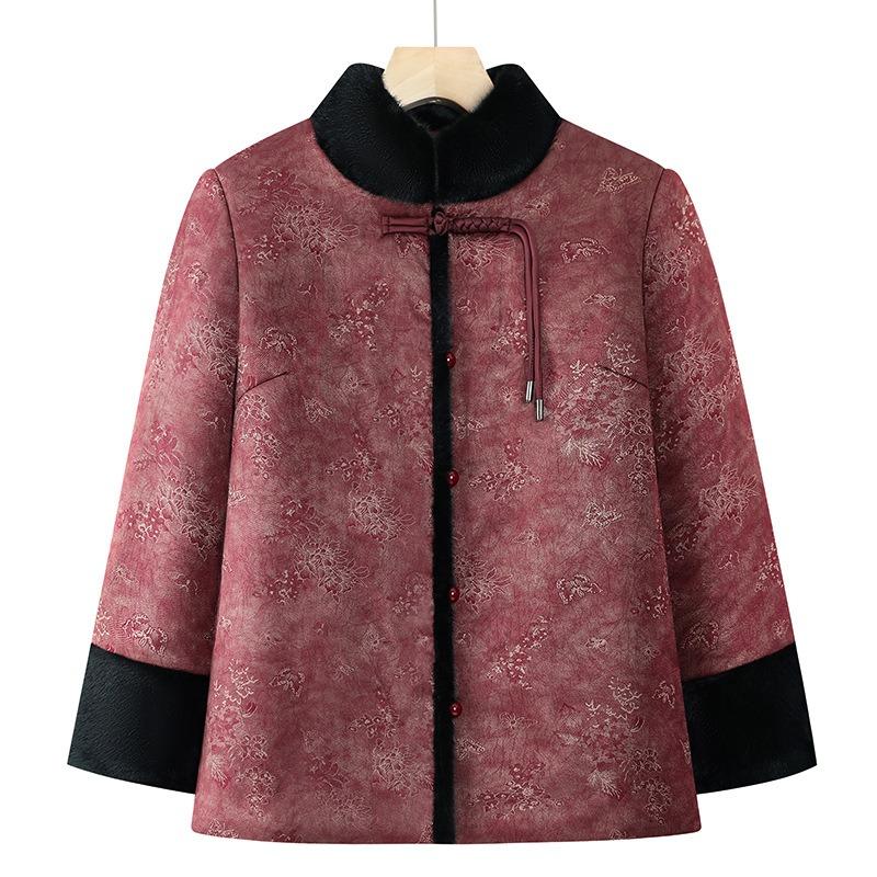 Winter thick padded jacket jacket velvet old lady padded jacket to keep warm