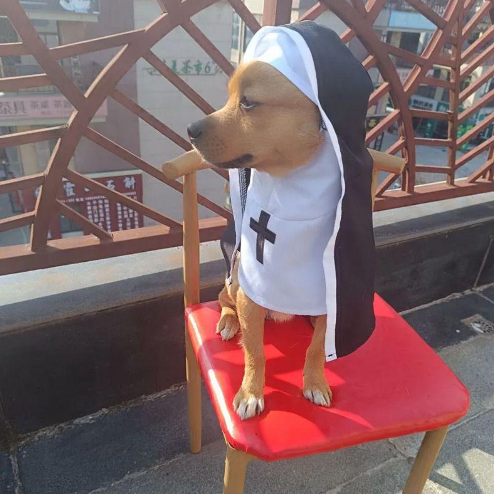 Cat Puppy Pet Cat Halloween Costumes Soft Cat Cosplay Costume Sets Pet Nun Cloak  Halloween Party