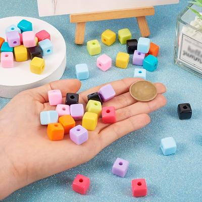 10/20/40Pcs Pastel Acrylic Cube Beads for Bracelet Making Candy Color Square Spacer Beads Assorted Rainbow Cube Pony Beads Bulk for Jewelry Making