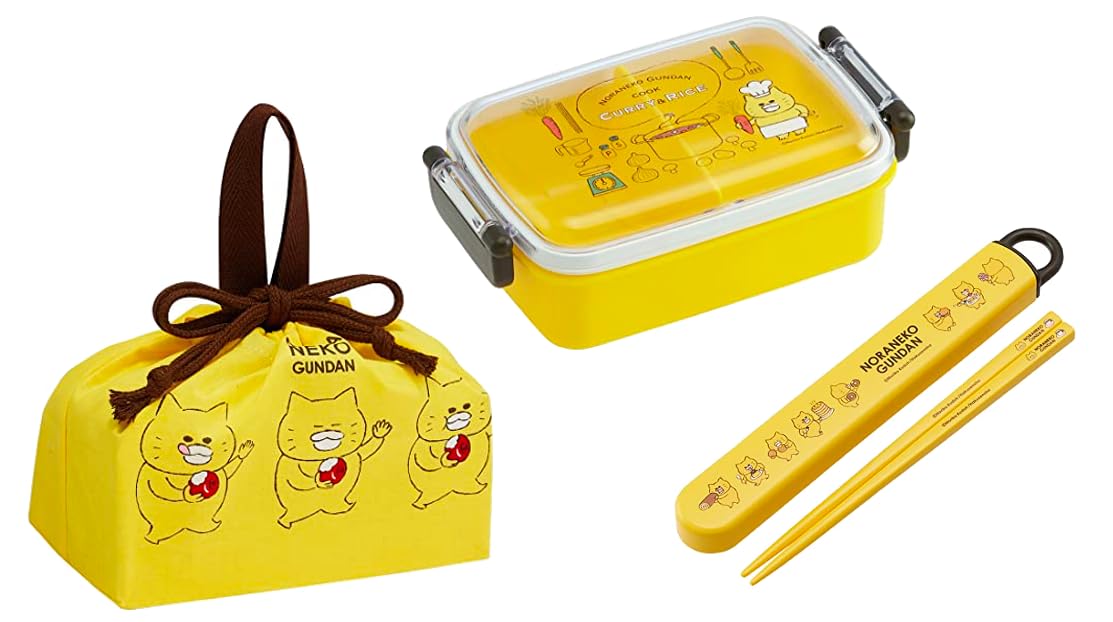 Skater Noraneko Gundan 23 Antibacterial Dishwasher Safe Soft Lid Tight Lunch Square Case Lunch Drawstring Noraneko Gundan Character Lunch Box Set Box 5280₽