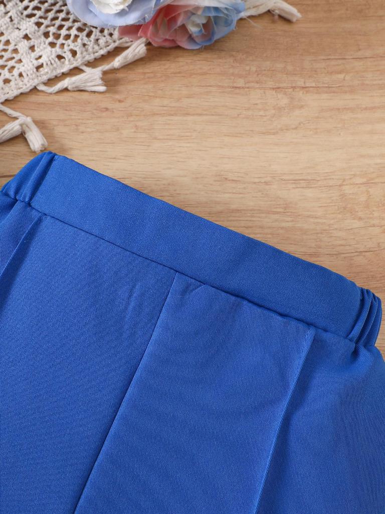 British Style Girls' V-Neck Suit Set: Includes Solid Base Layer & Trousers