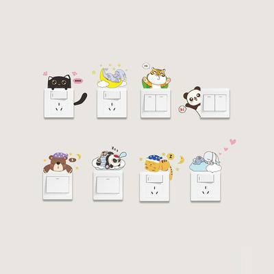 Cartoon Cute Animal Combination Switch Bedroom Living Room Home Decoration Switch Sticker