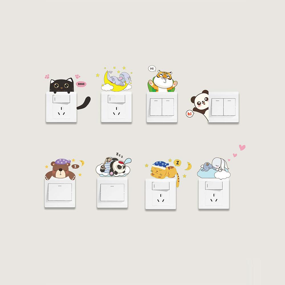 Cartoon Cute Animal Combination Switch Bedroom Living Room Home Decoration Switch Sticker