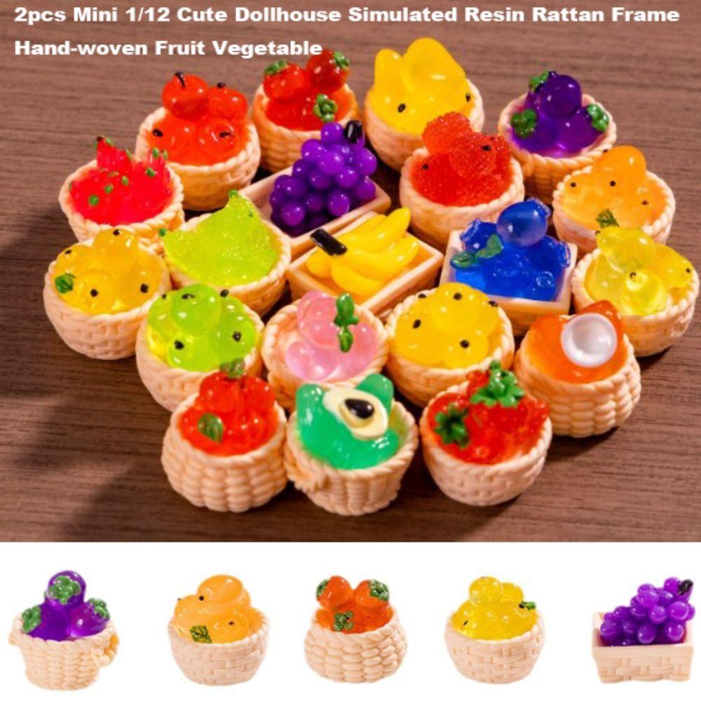 2 Stück Mini 1/12 Puppenhaus Rattanrahmen Handgeflochtene Puppen Miniaturdekoration