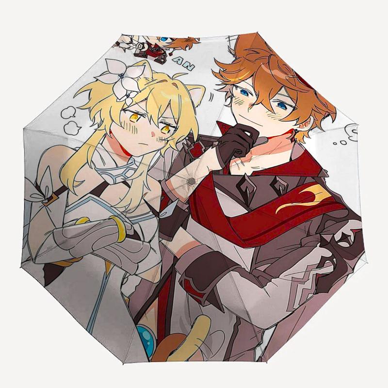1 Stück Outdoor-Schirm mit Anime-Charakteren | Automatisches Öffnen & Schließen | Tragbares 3-fach faltbares Design | 8-Speichen-Eisenrahmen | Perfektes Geschenk für Fans, Tra