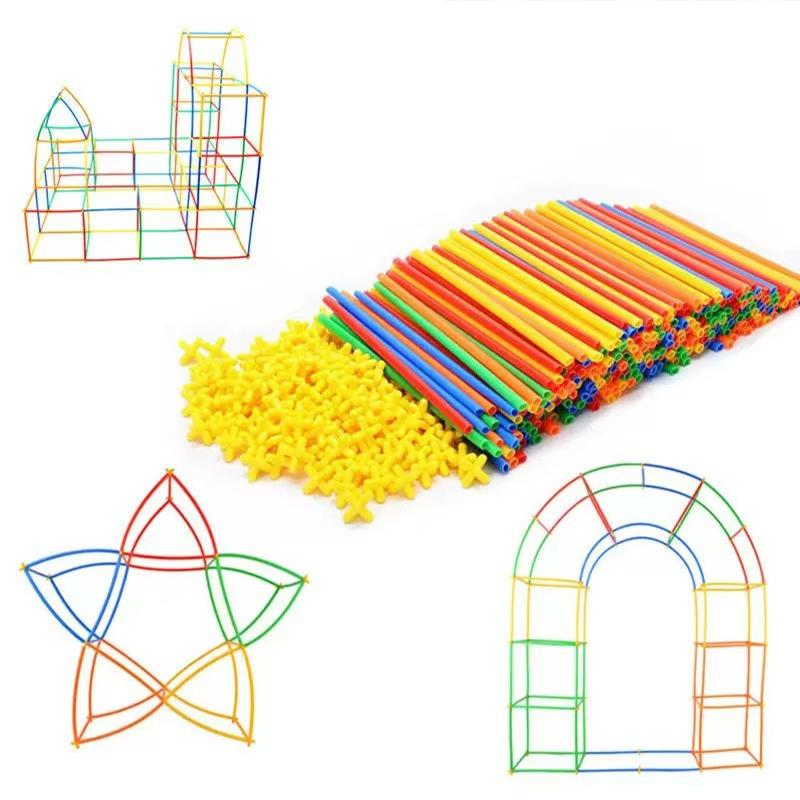 300Pcs Connecting Straws Building Kit Stem Blocks Construction Toys For Boys Girls Creative Idea Gifts Educational Montessori