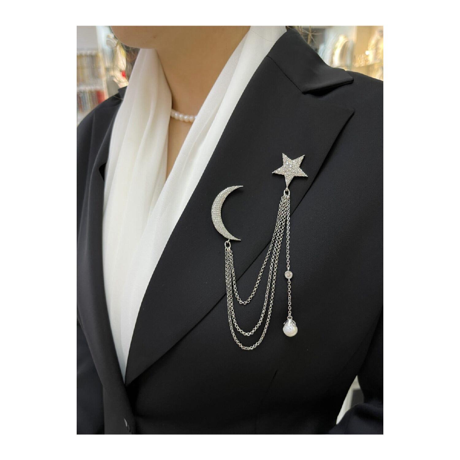 

Брошь Звезда Полумесяца серебряный