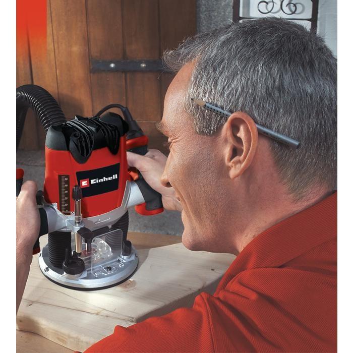 Einhell défonceuse te-ro 1255 (1200 w, longueur du câble d'alimentation : 3 m, revêtement softgrip, livré avec accessoires)