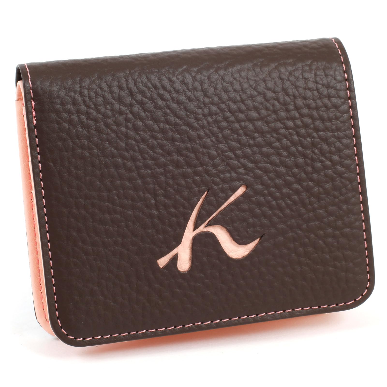 

K mark cutout bifold wallet PH0787 62731 [Kitamura] Chocolate/Salmon [Brown]